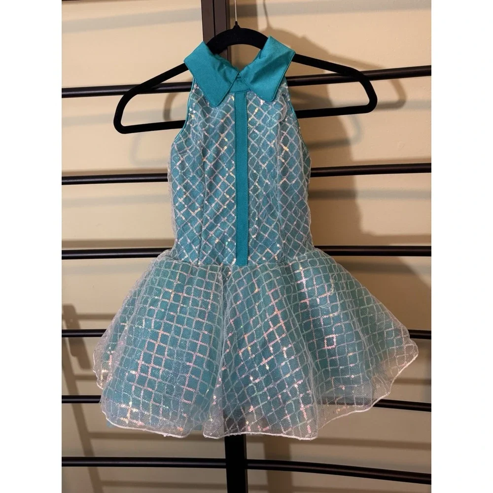 Revolution Dance Costume Blue Sequin Tutu Princess Ballerina Child's Size Medium